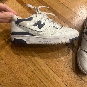 New Balance 550 White and Dark Blue Sneakers, Women’s Size 7.5